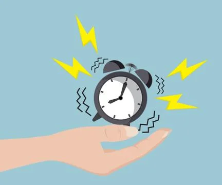 Human Hand with Alarm Clock Illustrazione stock