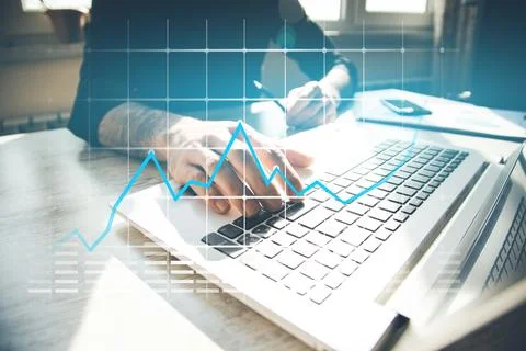 Human hand and computer keyboard Stock Photos