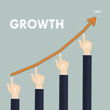 Human hand and growth graph icon on background.Concept of the teamwork for su Stock Illustration