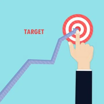 Human hand and growth graph icon on background.Goal achievement.Successful wa Stock Illustration