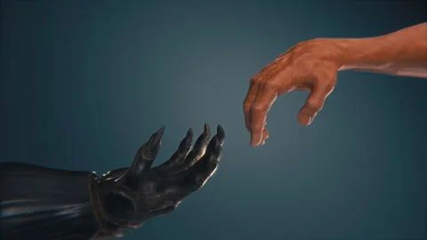Human Hand And Insectoid Alien Hand Creation Of Adam Stock Footage 328716604