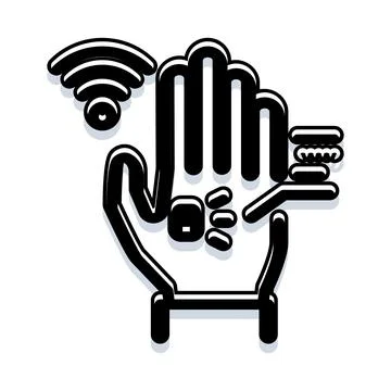 Human hand biohacking implants with wireless technology Stock Illustration