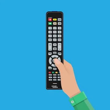 Human hand with black modern remote TV Control Stock Illustration