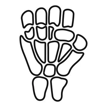 Human hand bone structure x ray line art Stock Illustration