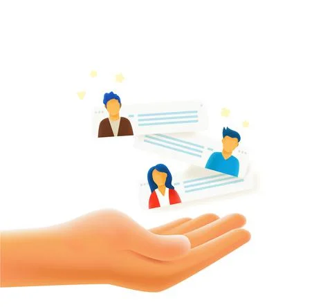 Human hand with chat bubbles. Internet communication concept. 3d style vector Stock Illustration