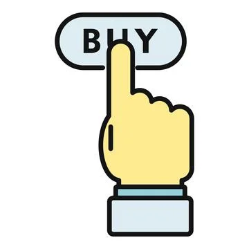 Human hand clicking buy button for online shopping Stock Illustration