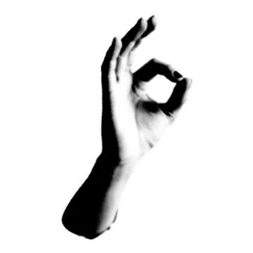 Human hand collage. Design element in trendy dotted pop art style. Retro ha.. Illustrazione stock