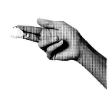 Human hand collage. Design element in trendy dotted pop art style. Retro half 스톡 일러스트