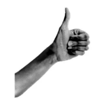 Human hand collage. Design element in trendy dotted pop art style. Retro ha.. Illustrazione stock