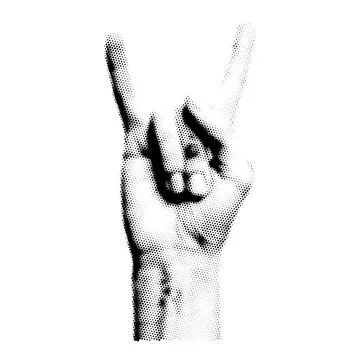 Human hand collage. Design element in trendy dotted pop art style. Retro ha.. イラスト素材