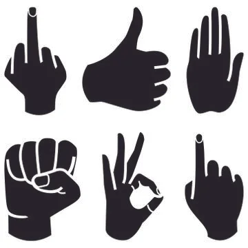 Human Hand collection, different hands gestures signals and signs. Stock Illustration