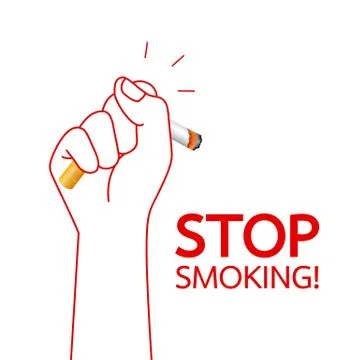 Human hand crushing cigarette. Quitting smoking concept. Stock Illustration