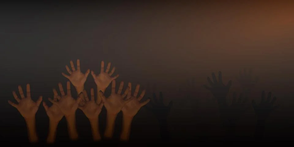 Human hand on dark brown background Illustrazione stock