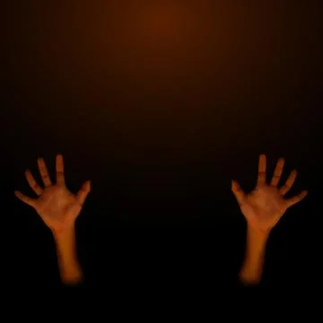 Human hand on dark brown background Stock Illustration