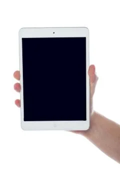 Human hand displaying new tablet pc Stock Photos