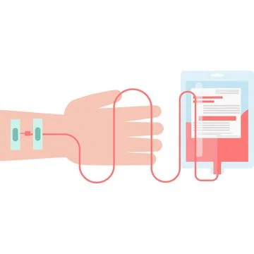 Human hand donating blood vector icon isolated on white Stock Illustration