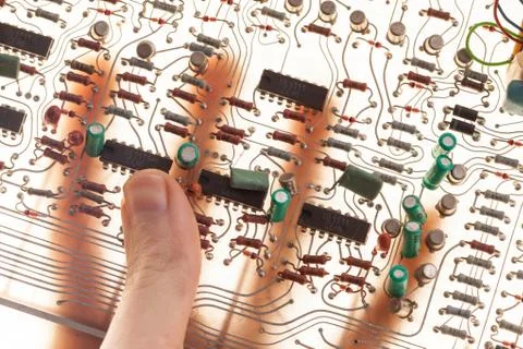 Human hand  with electric circuit Stock Photos