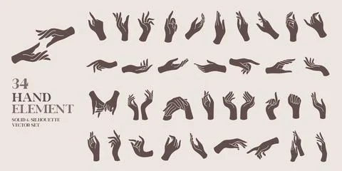Human hand element solid vector set Stock Illustration