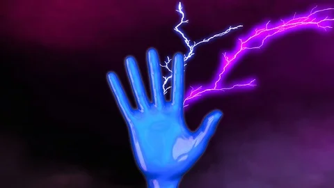Human Hand Emitting Luminous glow, lightning . 3D Animation Video stock 124492777