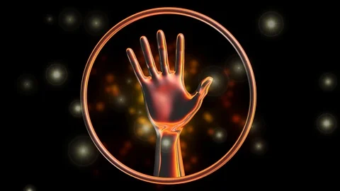 Human Hand Emitting Luminous Orbs ,  Particles. 3D Animation Stock Footage 124492755