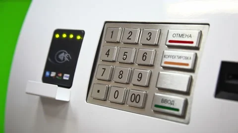 Human hand enter pin code on ATM Stock Footage 46936833