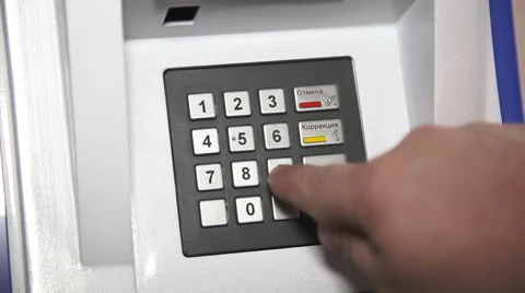 Human hand enter pin code on ATM 스톡 동영상 46937870