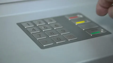 Human hand enter pin code on ATM Stock Footage 46938571