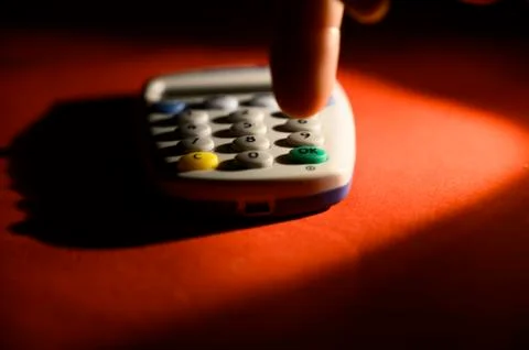Human hand finalizing contactless card reader for transaction of purchase wit Stock Photos
