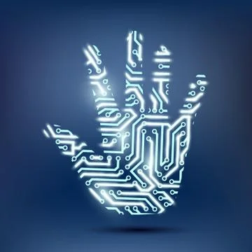 Human hand in the form of a computer chip イラスト素材