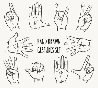 Human hand gestures set Stock Illustration