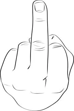 Human Hand Gesturing With Middle Finger, Sketch of Hand show fuck off with .. Stock Illustration