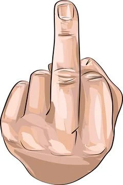 Human Hand Gesturing With Middle Finger, Sketch of Hand show fuck off with .. Stock Illustration