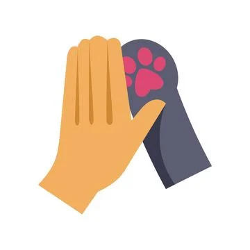 Human hand giving high five with dog paw Stock Illustration