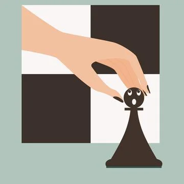 Human hand is going to take chess pawn Stock Illustration