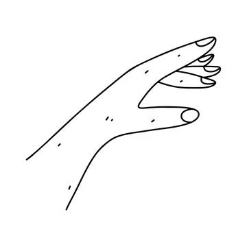 Human hand in hand drawn doodle style. Vector illustration isolated on whit.. Stock Illustration