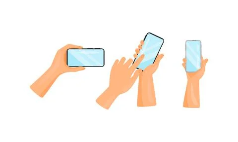 Human Hand Holding and Using Smartphone as Wireless Gadget with Sensory Display イラスト素材