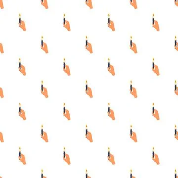 Human hand holding burning candle light pattern Stock Illustration