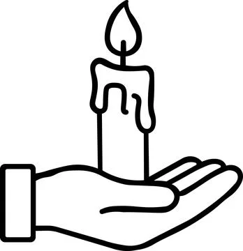 Human hand holding a burning candle icon Stock Illustration