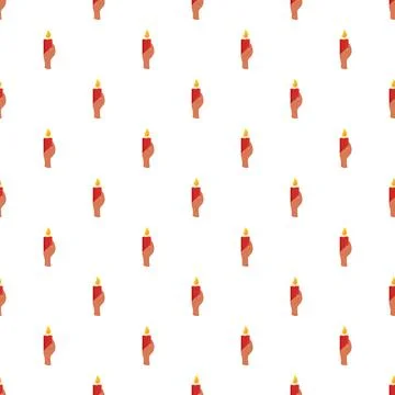 Human hand holding burning red candle pattern Stockillustratie