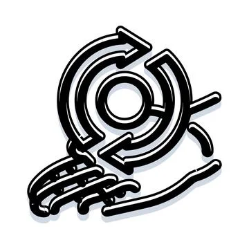 Human hand holding continuous cycle process icon Stock Illustration