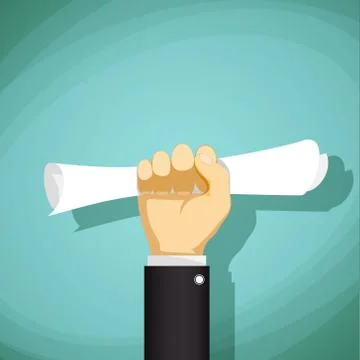 Human hand holding a document. Stock Vector cartoon illustration Stock-Illustration