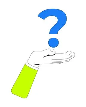 Human hand holding floating question mark vector illustration Stock Illustration