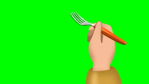 Human hand holding fork and waiting for food on green screen. Stock Footage 295535604