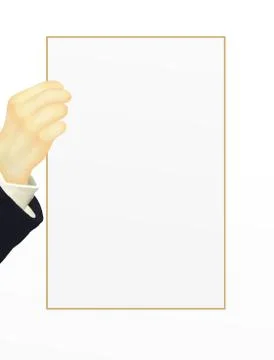Human Hand Holding on The Left Side of Blank Paper, in Business Project Stock Illustration