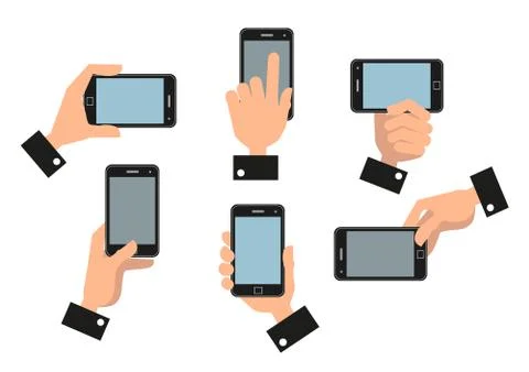 Human hand holding mobile smart phone Stock Illustration