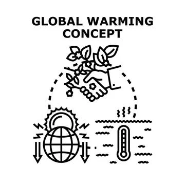 Human hand holding plant saving globe from warming Stock Illustration