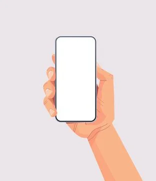 Human hand holding smartphone with blank touch screen using mobile phone concept Stock Illustration