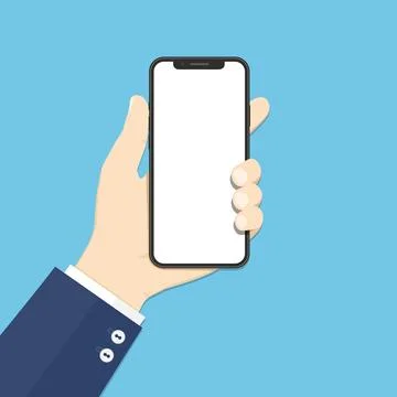 Human hand holding smartphone flat vector illustration Stock Illustration