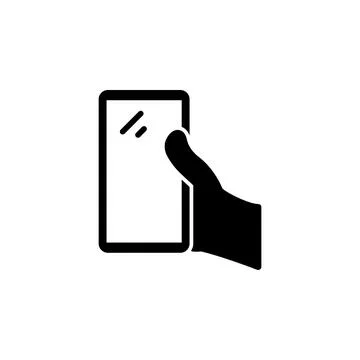 Human Hand Holding Smartphone Solid Flat Vector Icon Isolated on White Backgr Stock Illustration
