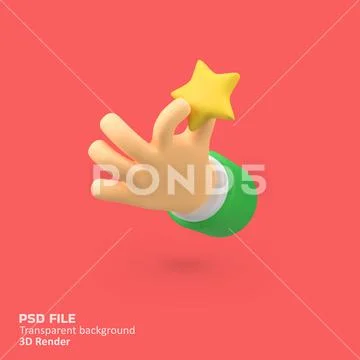 Human hand holding a star isolated 3d render icon illustration PSD Template